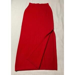 St. John Evening Christmas Red Maxi skirt Size 4 luxury side slit designer
